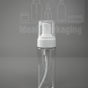 Flacon mouseur 150 ml - transparent avec pompe blanc