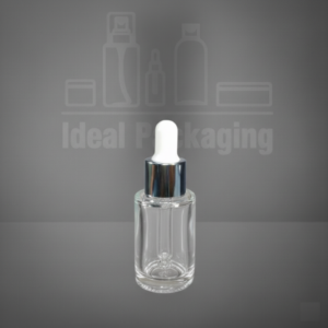 Flacon en verre transparent 15 ml - pp18 - avec pipette  argent