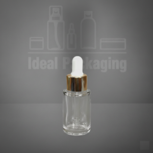 Flacon en verre transparent 15 ml - pp18 - avec pipette  doré