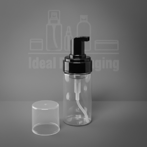 Flacon mouseur 100 ml - transparent avec pompe noir