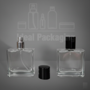 Parfum carre avec filtage 50 ml + spray argent bouchon noir