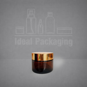 Pot en verre marron 50 gr avec couvercle doré