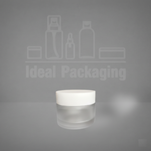 Pot en verre sablé 50 gr avec couvercle blanc