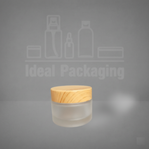 Pot en verre sablé 50 gr avec couvercle en bois