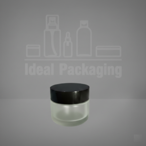 Pot en verre sablé 50 gr avec couvercle noir