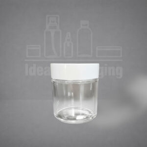 Pot en verre transparent 100 gr avec couvercle blanc