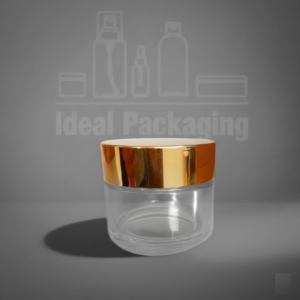 Pot en verre transparent 100 gr avec couvercle doré