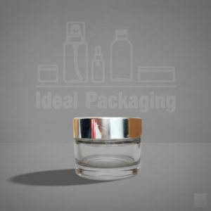 Pot en verre transparent 50 gr avec couvercle argent