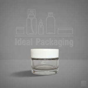 Pot en verre transparent 50 gr avec couvercle blanc