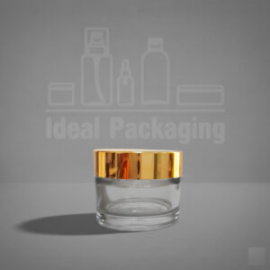 Pot en verre transparent 50 gr avec couvercle doré