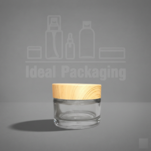 Pot en verre transparent 50 gr avec couvercle en bois