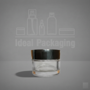 Pot en verre transparent 50 gr avec couvercle noir